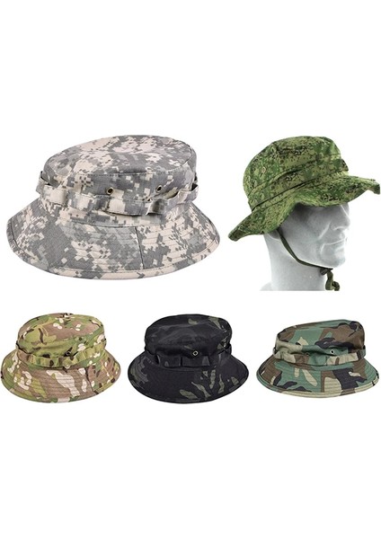 Bir Stil Yaz Kamuflaj Güneşlik Boonie Şapka Askeri Taktik Kova Şapka Erkekler Avcılık Balıkçı Şapkası Açık Yuvarlak Ağız Güneş Şapkası Yürüyüş Kap (Yurt Dışından) fırsatları