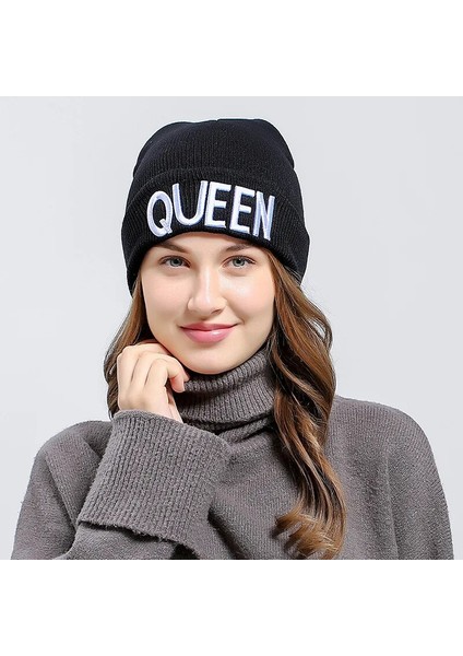 Ylbk-Q Stili Kasketleri Kap Mektup Nakış Sıcak Kış Şapka Örme Kap Hip Hop Erkek Kadın Severler Sokak Dansı Bonnet Skullies Siyah Açık Havada (Yurt Dışından)
