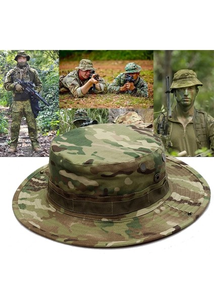 No.11 Tarzı Yaz Multicam Boonie Şapka Taktik Panama Kamuflaj Kova Şapka Avcılık Yürüyüş Kapaklar Ordu Panama Askeri Boonie Erkek Kadın 60 cm (Yurt Dışından)