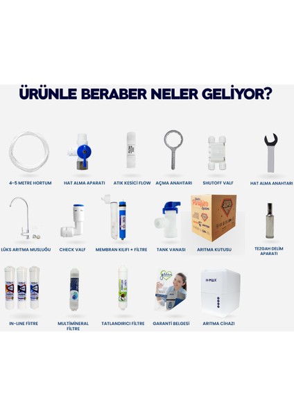 15 Aşama 9 Litre Çelik Tanklı 80 Gpd Membranlı Su Arıtma Cihazı