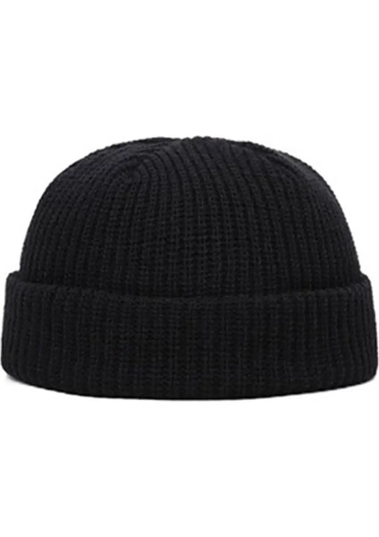 Siyah Stil Erkekler Kış Sıcak Kasketleri Kadın Yün Örme Bere Takke Hip Hop Şapka Yetişkin Bere Rahat Kısa Iplik Elastik Unisex Şapkalar (Yurt Dışından)