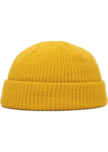 Sarı Stil Kış Unisex Bere Şapka Örgü Manşet Sıcak Şapka Düz Renk Düz Yün Örme Şapka Açık Bisiklet Balıkçılık Spor Elastik Şapkalar (Yurt Dışından)