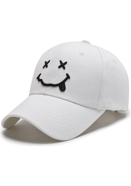 Bir Stil Kadın Gülümseme Yüz Nakış Beyzbol Kapaklar Kpop Siyah Pamuk Ayarlanabilir Snapback Komik Hip Hop Şapka Sonbahar Güneş Baba Şapkaları Mens Için (Yurt Dışından)