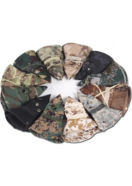 No.6 Stili Kamuflaj Şapka Taktik Abd Ordusu Kova Şapka Askeri Panama Yaz Kamp Şapkası Balıkçılık Avcılık Yürüyüş Açık Camo Güneş Kepleri Erkekler (Yurt Dışından)