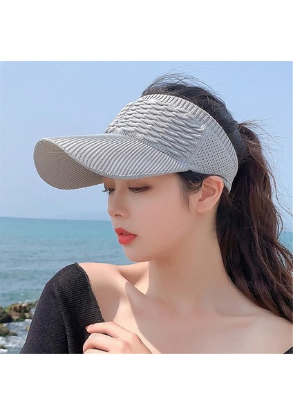 Gri Tarzı Moda Kıvrımlar Tasarım Kadın Boş Silindir Şapka Yaz Düz Renk Büyük Ağız Güneş Koruyucu Şapka Açık Elastik Kumaş Spor Güneşlikli Kep (Yurt Dışından) fiyatları