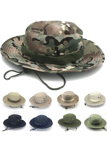 Gri Tarzı Güneş Koruyucu Boonie Şapka Taktik Askeri Yaz Güneş Koruma Kapağı Kamuflaj Avcılık Yürüyüş Balıkçılık Açık Spor Orman Kap Erkekler (Yurt Dışından)