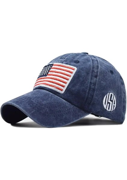 Mavi Stil % 100% Pamuk Abd Bayrağı Yıkanmış Beyzbol Şapkası Erkek Kadın Denim Mektup Snapback Şapka Kemik Nakış Amerika Hip Hop Kamyon Şoförü Şapkası Gorras9 (Yurt Dışından)