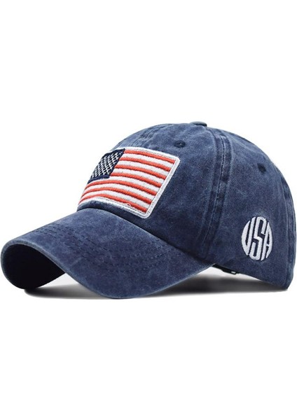 Mavi Stil % 100% Pamuk Abd Bayrağı Yıkanmış Beyzbol Şapkası Erkek Kadın Denim Mektup Snapback Şapka Kemik Nakış Amerika Hip Hop Kamyon Şoförü Şapkası Gorras9 (Yurt Dışından)
