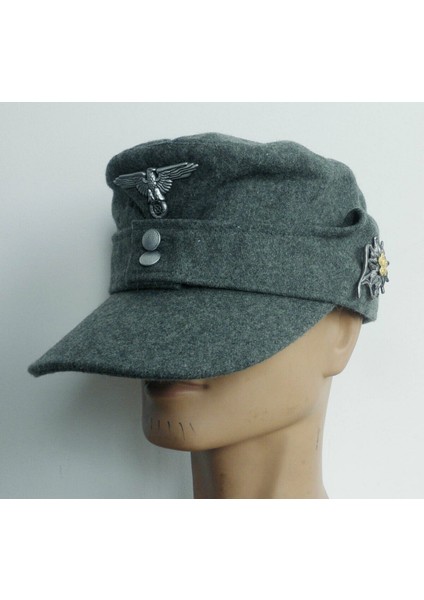 Yün Tarzı M Boyutu Armysho Ikıncı Dünya Savaşı Askeri Ww2 Alman Ordusu M43 Alan Yün Kap Şapka ve Alman Kartal Rozeti Edelwe Tam Boy (Yurt Dışından)