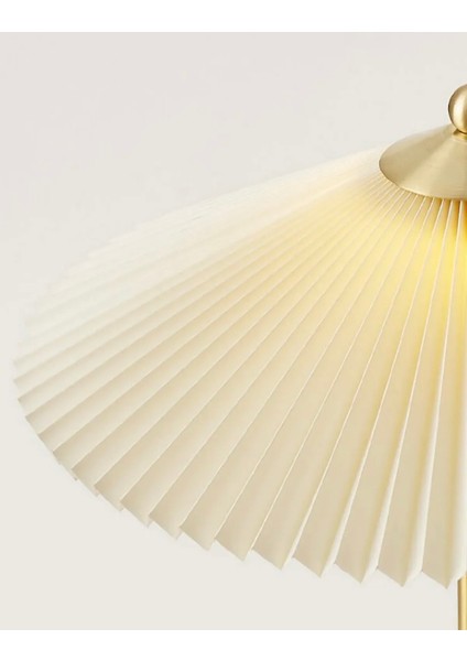 Exclusive Collection Krem Şapka Tasarım Umbrella Abajur Eskitme Gold Sarı