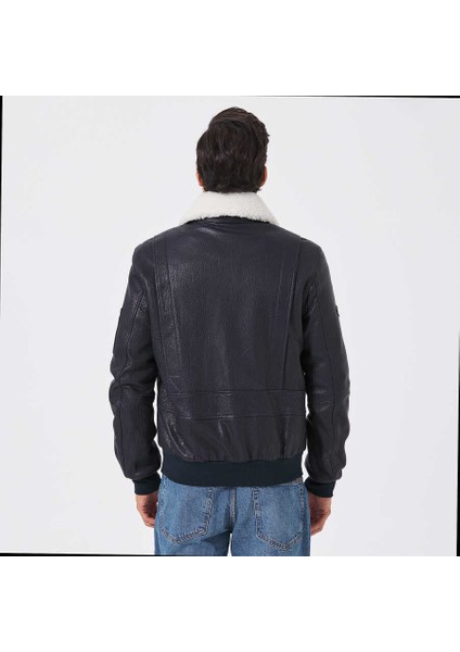 Lacivert Deri-Kürk Erkek Deri Mont - E23KDM310496-Q4P fırsatları