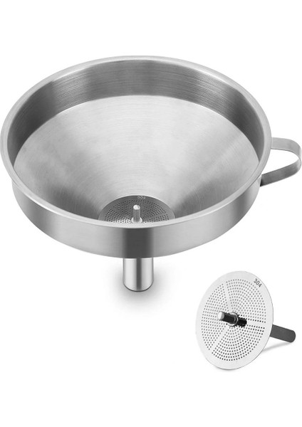 Paslanmaz Çelik Huni Filtreli 150 mm - Kulplu Süzgeçli