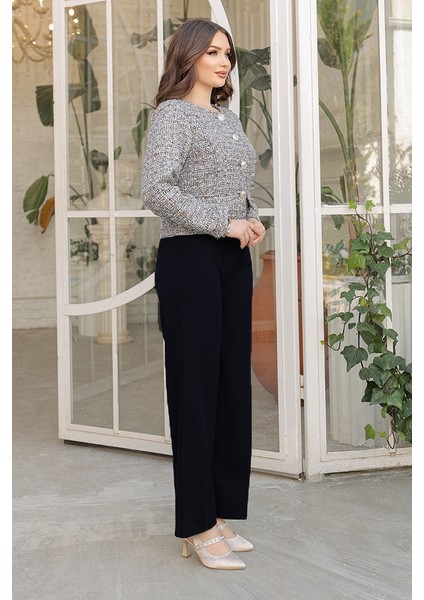 Palazzo Scuba Pantolon 866 - Siyah modelleri