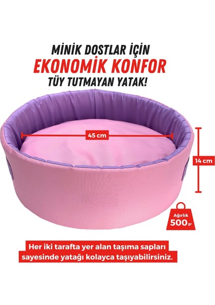 Sünger Simit Küçük Irk Köpek Yatağı Ve Kedi Yatağı 45 cm Pembe Lila
