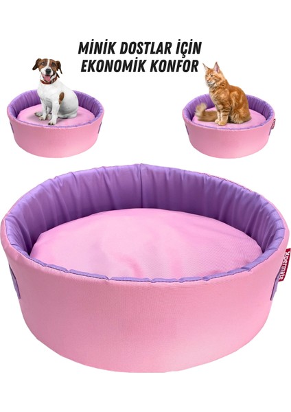 Sünger Simit Küçük Irk Köpek Yatağı Ve Kedi Yatağı 45 cm Pembe Lila