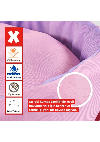 Sünger Simit Küçük Irk Köpek Yatağı Ve Kedi Yatağı 45 cm Pembe Lila