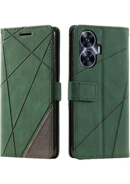 Realme C55 Manyetik Kart Tutucu Için Kickstand Pu Deri Darbeye Dayanıklı (Yurt Dışından)