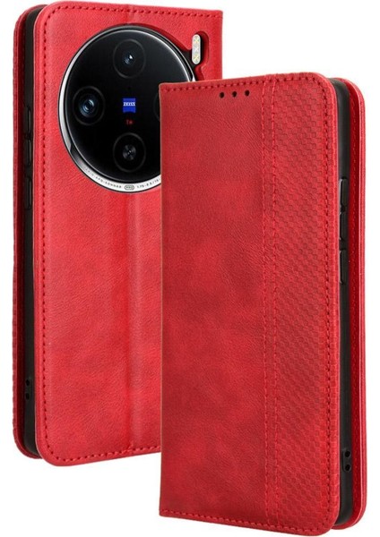 Vivo X100 5g Manyetik Kapatma Cüzdan Pu Deri Için Kılıf (Yurt Dışından)