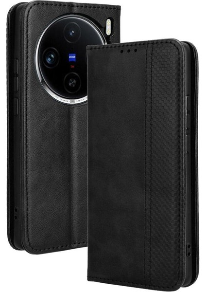 Vivo X100 5g Manyetik Kapatma Cüzdan Pu Deri Için Kılıf (Yurt Dışından)