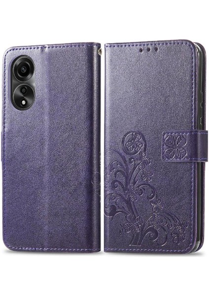 Oppo Için Kılıf A78 4g Kısa Kayış Zarif Iş Dört Yapraklı Yonca Flip (Yurt Dışından)