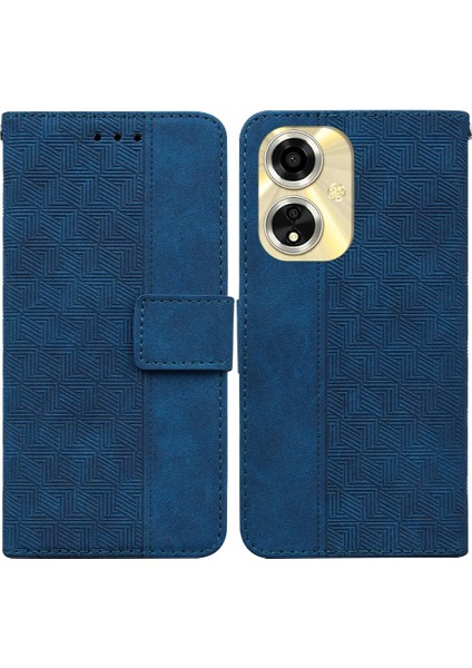 Oppo A59 5g Flip Folio Geometrik Kabartmalı Kickstand Özelliği Için Kılıf Kapak (Yurt Dışından)
