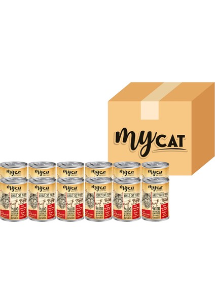 My Cat Sığır Parça Etli Yetişkin Kedi Konserversi 12 Li (400GR)