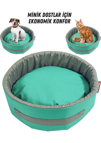 XPERMATE Sünger Simit Küçük Irk Köpek Yatağı Ve Kedi Yatağı 45 Cm Turkuaz Antrasit