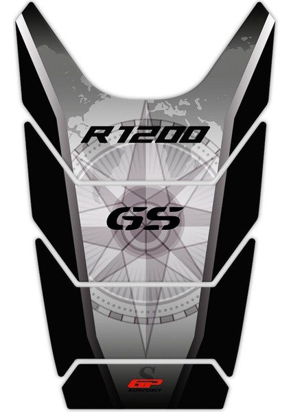 BMW R 1200 GS 2008-2012 Uyumlu Tank Pad Siyah-Gri