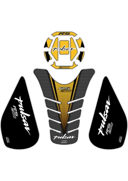 Bajaj RS 200 2015-2020 Uyumlu Tank Pad Seti Sarı