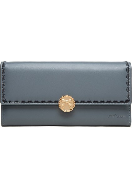 Pu Yumuşak Yüzeyli Basit Tokalı Uzun Cüzdan (Yurt Dışından)