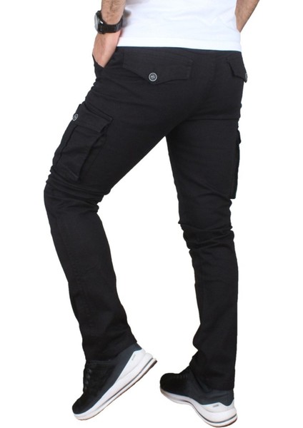Erkek Askeri Kargo Pantolon Siyah modelleri