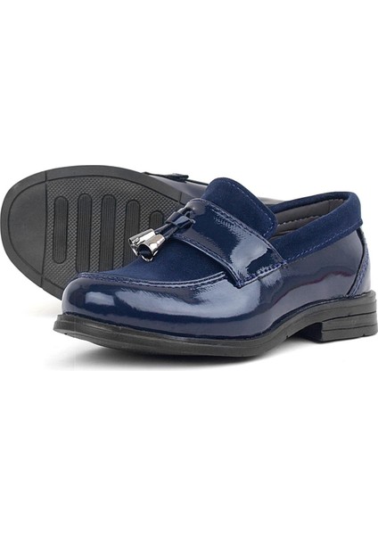 Lacivert Rugan Loafer Erkek Bebek Ayakkabı
