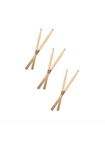 MAPLE-100-7A-3X Ahşap Akça Ağaç Bateri Baget Davul Bageti 7A Drumsticks (3 Çift)