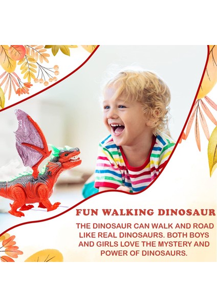 Yanıp Sönen ve Sesli Yürüyen Dinozor Oyuncak Çocuklar Için Dinozor Oyuncakları, Pille Çalışan Triceratops Fiery Dragon1 (Yurt Dışından)