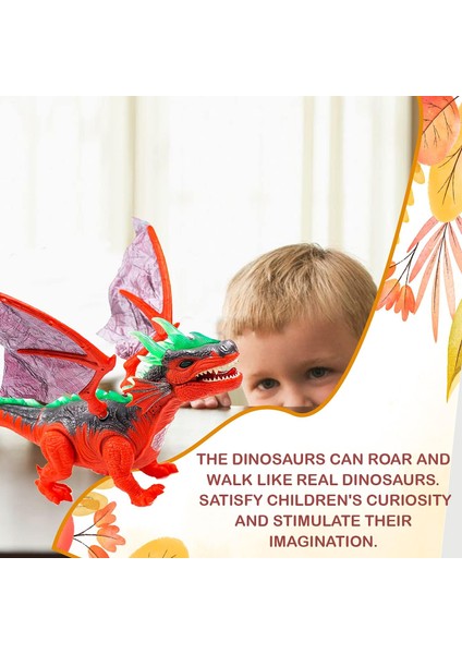 Yanıp Sönen ve Sesli Yürüyen Dinozor Oyuncak Çocuklar Için Dinozor Oyuncakları, Pille Çalışan Triceratops Fiery Dragon1 (Yurt Dışından)