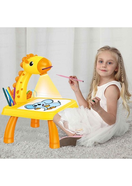 Çocuklar Için Çizim Projektörü | Çocuk Trace And Draw Projektör Oyuncak | Işık ve Müzikli Trace And Draw Çizim Tahtası | Anaokulu, Ev, Okul Için Eğitici Akıllı Eskiz1 (Yurt Dışından)