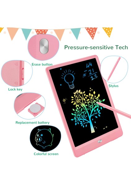 Saytay LCD Yazma Tableti Doodle Kurulu, 10 Inç Renkli Çizim Tableti Yazma Pedi, Kız Hediyeler Oyuncaklar 3 4 5 6 7 Yaşındaki Kız Erkek (Pembe) ST-0011 (Yurt Dışından)