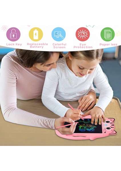 LCD Yazma Tableti, Çocuklar Için Çizim Tableti 8.5 "renkli Ekran Doodle Kurulu Ped 3 4 5 6 Yaşında Erkek Kız Hediyeler Eğitim Oyuncaklar Pembe1 (Yurt Dışından)