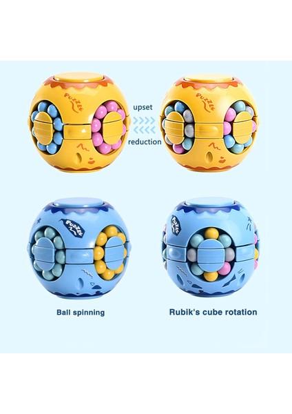 2 In1 Dönen Fidget Spinner Sihirli Fasulye Sonsuzluk Küp Stres Giderici Top Yetişkinler Çocuklar Unisex-Çocuk Eğitici Bulmaca Küp Oyuncaklar (Mavi)1 (Yurt Dışından)