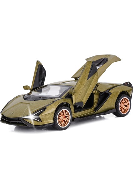 Oyuncak Arabalar Lambo Sian Fkp3 Işıklı ve Sesli Metal Model Araba Geri Çekmeli Oyuncak Araba 3+ Yaş Erkek Çocuklar Için (Ordu Yeşili)1 (Yurt Dışından)