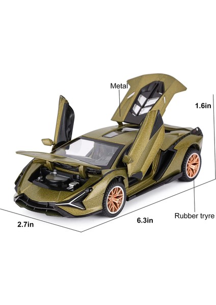 Oyuncak Arabalar Lambo Sian Fkp3 Işıklı ve Sesli Metal Model Araba Geri Çekmeli Oyuncak Araba 3+ Yaş Erkek Çocuklar Için (Ordu Yeşili)1 (Yurt Dışından) indirimleri