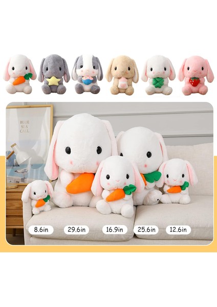 Tavşan Doldurulmuş Hayvan Paskalya Kulaklı Tavşan Peluş Sevimli Beyaz Tavşan Peluş Oyuncak Havuçlu Kabarık Kawaii Yumuşak Sarılma Uyku Yastığı1 (Yurt Dışından)