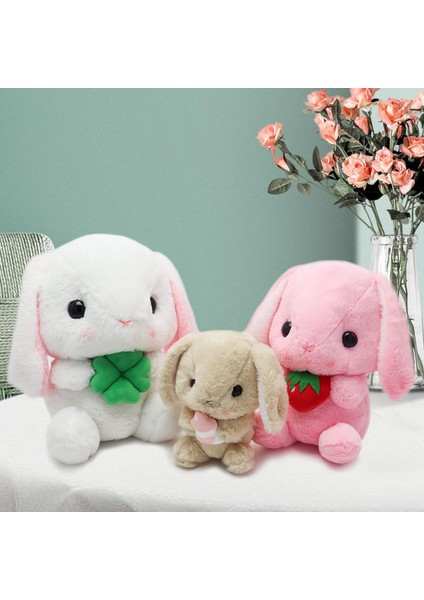 Tavşan Doldurulmuş Hayvan Paskalya Kulaklı Tavşan Peluş Sevimli Beyaz Tavşan Peluş Oyuncak Havuçlu Kabarık Kawaii Yumuşak Sarılma Uyku Yastığı1 (Yurt Dışından)