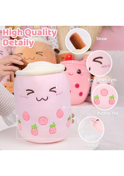 Çilek Boba Peluş 13.7 Inç Pembe Dolması Kabarcık Çay Peluş Süt Çay Bardağı Yastık Büyük, Çocuklar Için Yumuşak Kawaii1 (Yurt Dışından)