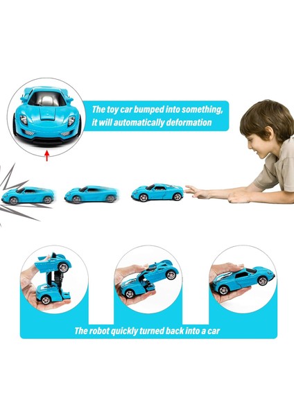 Dönüşen Oyuncak Araba - Robot Araba Oyuncak 2'si 1 Arada Deformasyon Arabası - Sürtünmeyle Çalışan Araba Kamyon Oyuncakları1 (Yurt Dışından)