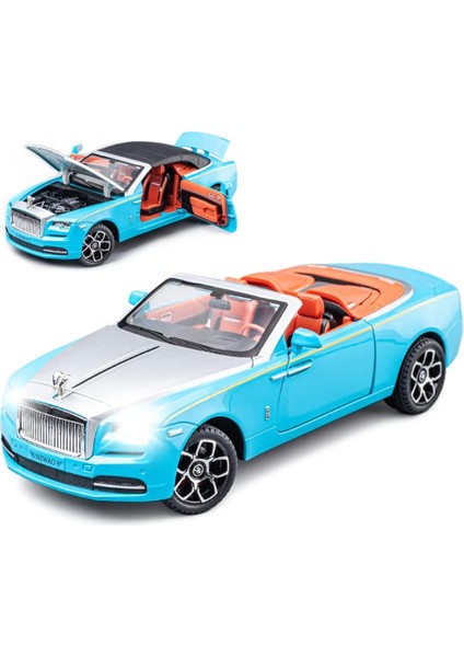 Yeni Sürüm - Zarif Araba Modeli 1/24 Rolls-Royce Şafak Model Araba, Çinko Alaşımlı Yetişkinler ve Çocuklar Için Ses ve Işık ile Geri Çekin Oyuncak Araba Hediye. (Mavi)1 (Yurt Dışından)