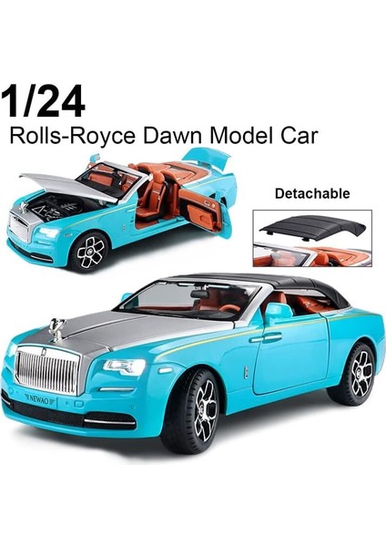 Yeni Sürüm - Zarif Araba Modeli 1/24 Rolls-Royce Şafak Model Araba, Çinko Alaşımlı Yetişkinler ve Çocuklar Için Ses ve Işık ile Geri Çekin Oyuncak Araba Hediye. (Mavi)1 (Yurt Dışından)