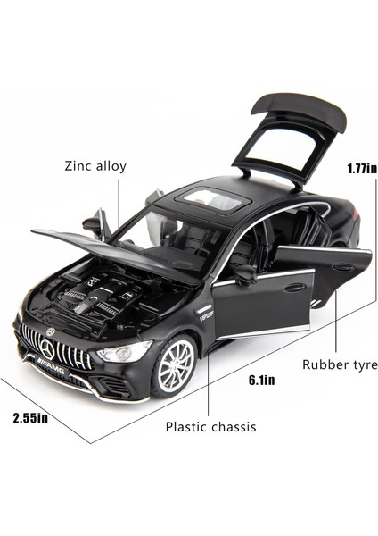 1/32 Benz Amg GT63 Model Araba Alaşım Döküm Geri Çekin Oyuncak Araba Ses ve Işık Kapısı Açılabilir Oyuncak Araç Çocuklar Için Hediye (Siyah)1 (Yurt Dışından)