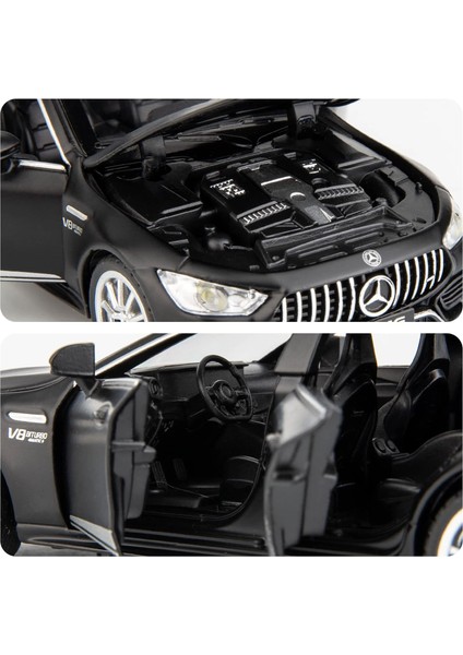 1/32 Benz Amg GT63 Model Araba Alaşım Döküm Geri Çekin Oyuncak Araba Ses ve Işık Kapısı Açılabilir Oyuncak Araç Çocuklar Için Hediye (Siyah)1 (Yurt Dışından)