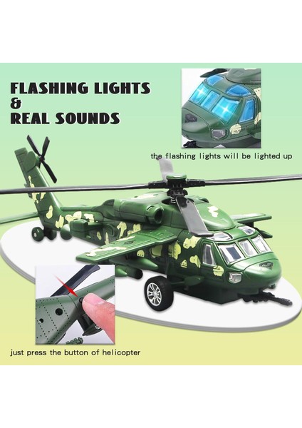 Işıklar ve Sesler ile Askeri Helikopter Oyuncak, Döküm Metal Uçak Geri Çekin Ordu Uçak Oyuncakları Çocuklar Için Çocuk Erkek Kız1 (Yurt Dışından)